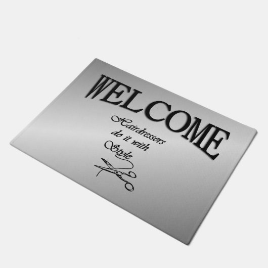 理容師が歓迎してそれを行うスタイル ドアマット (アングル)