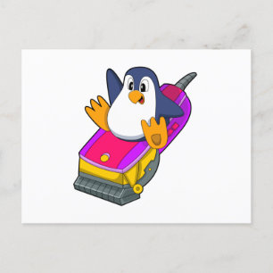 理容師としてのはさみを持つペンギン ポストカード