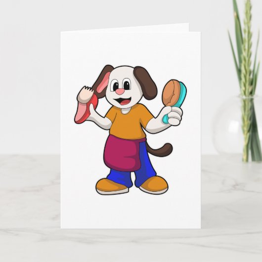 理容師として働く犬(かみそりを持って) カード (正面)