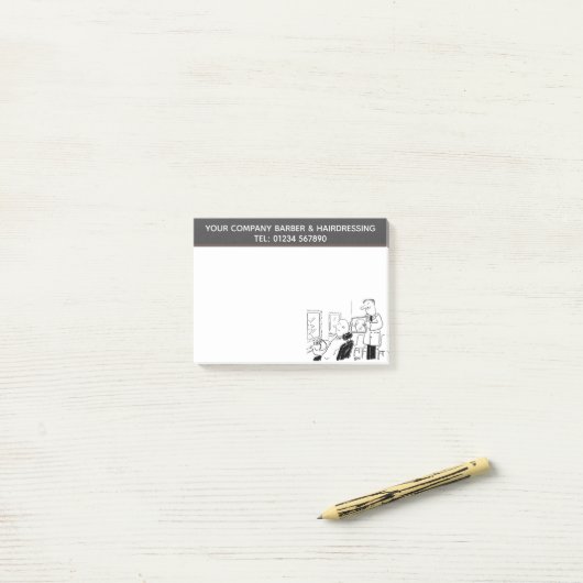 理容師と整髪用の漫画をパーソナライズ ポストイット (デスク上)