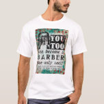 理容師になるおもしろい- Vintage Ad Tシャツ<br><div class="desc">おもしろい理容師想像のヴィンテージ新聞広告</div>