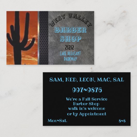 理容師のオレンジ空のテンプレートのサグアロのサボテン 名刺 (正面/裏面)