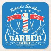 理容師のスタイリストはモノグラムのな理髪店に用具を使います スクエアペーパーコースター (正面)