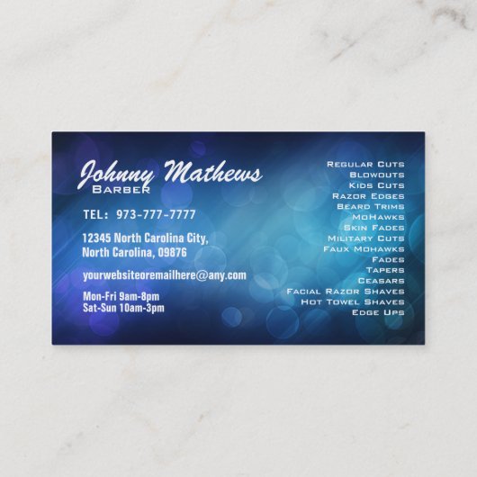 理容師のスローガンの名刺 名刺 (裏面)