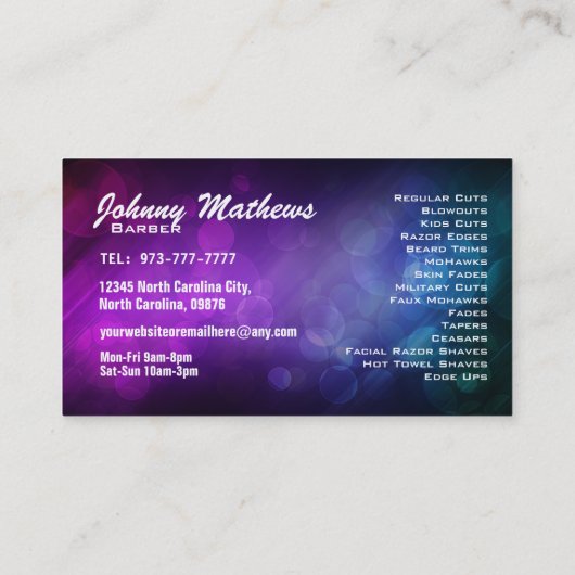 理容師のスローガンの名刺 名刺 (裏面)