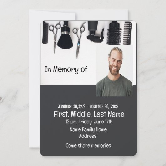理容師のメモリアル招待状 招待状 (正面)