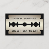 理容師のモダンなかみそりの刃のロゴの美容師 名刺 (正面)