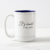 理容師の信条を示すマグカップ ツートーンマグカップ (左)