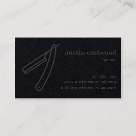 理容師の切口カード-完全に黒すべて 名刺 (裏面)