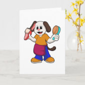 理容師の犬（かみそりを持って） カード (黄色い花)