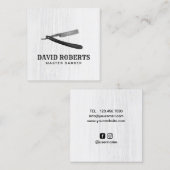 理容師の理髪店かみそりの美容師のミニマリスト スクエア名刺 (正面/裏面)