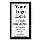 理容師の白黒あなたのロゴはこちらBarbershop マグネット名刺 (正面縦)