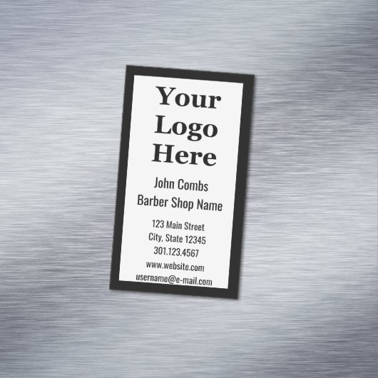 理容師の白黒あなたのロゴはこちらBarbershop マグネット名刺 (インサイチュ)