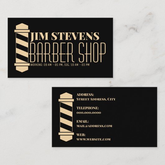 理容師の黒と黒 名刺 (正面/裏面)