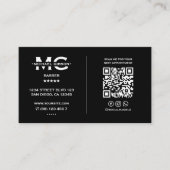 理容師はさみ赤白青ブラックロイヤリティ 名刺 (正面)