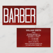 理容師はっきりしたレッド・ビジネス・カード 名刺 (正面/裏面)