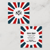 理容師はロゴ付き青と赤ストライプのレンズを光線 スクエア名刺 (正面/裏面)