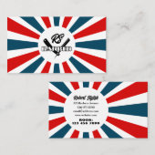 理容師はロゴ付き青と赤ストライプのレンズを光線 名刺 (正面/裏面)