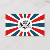 理容師はロゴ付き青と赤ストライプのレンズを光線 名刺 (正面)