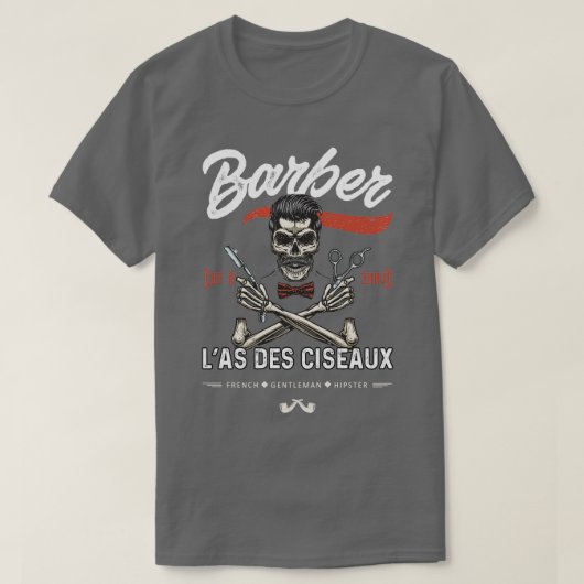 理容師ひげの理容師ひげエースはさみショップヘア Tシャツ (デザイン正面)