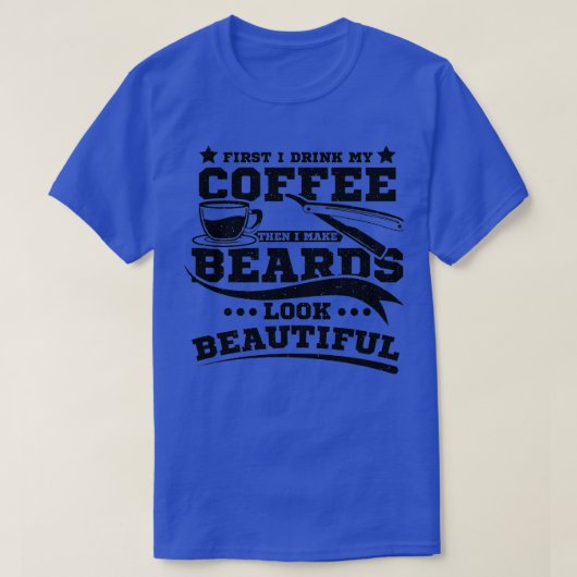 理容師ひげコーヒー Tシャツ (デザイン正面)
