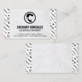 理容師ひげロゴ | 理容師ツールパターン大理石 ロイヤリティカード (正面/裏面)