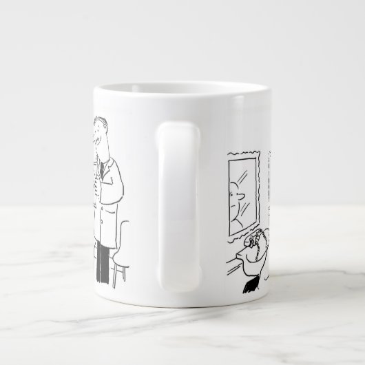 理容師または美容師の漫画。理髪店 ジャンボコーヒーマグカップ (裏面)