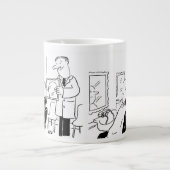 理容師または美容師の漫画。理髪店 ジャンボコーヒーマグカップ (正面)