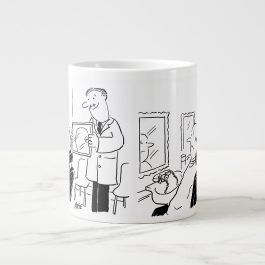 理容師または美容師の漫画。理髪店 ジャンボコーヒーマグカップ (正面)