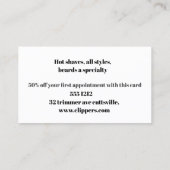 理容師または美容院のための名刺 予約カード (裏面)