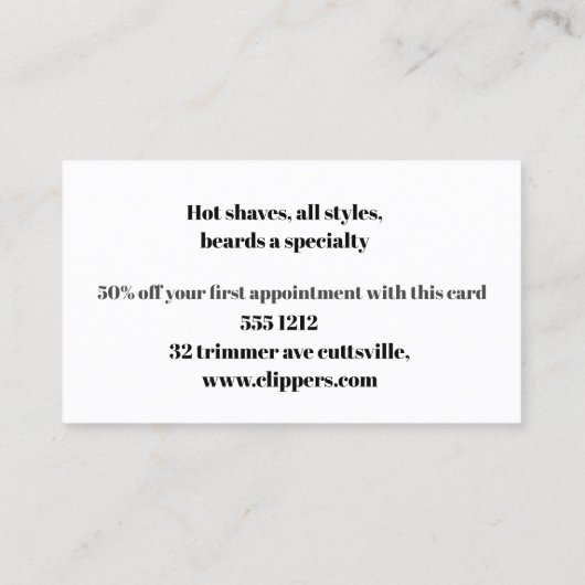 理容師または美容院のための名刺 予約カード (裏面)
