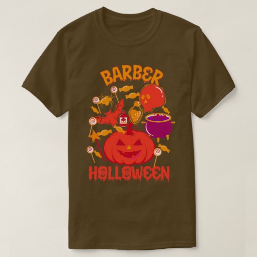 理容師もハ祝ロウィーン Tシャツ (デザイン正面)