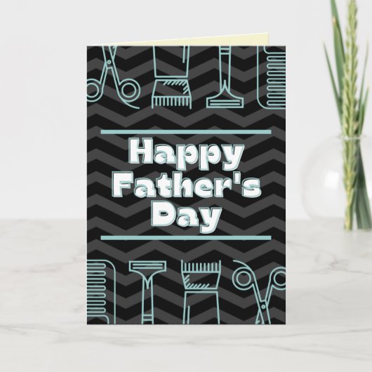 理容師をテーマにしたハッピー・ファーザー・デイ・カード カード (正面)