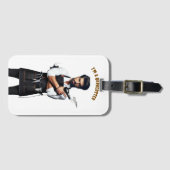 *理容師をテーマにした荷札、 ラゲッジタグ (正面横)