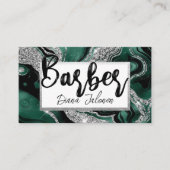 理容師アポイントメントリマインダーシルバーグリーンマーブル 名刺 (正面)