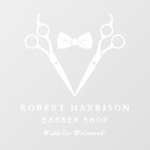 理容師ウォークインズバーバーバーショップホワイト ウィンドウサイン (シート)