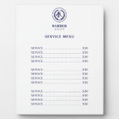 理容師エレガントショップの白と海軍の献立価格表 フォトプラーク (正面)