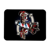 理容師エレガントポールとクラウンのパーソナライズ マグネット (横)