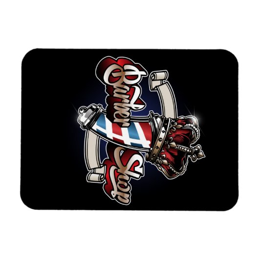 理容師エレガントポールとクラウンのパーソナライズ マグネット (横)