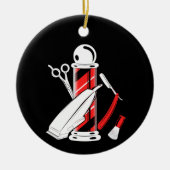 理容師オーナメント理容師ポールクリスマスオーナメント セラミックオーナメント (正面)
