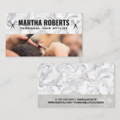 理容師カット髪 | サロン鋏 名刺 (正面/裏面)