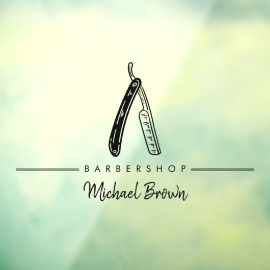 理容師カミソリのロゴビジネス ウィンドウサイン (シート3)