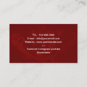 理容師カミソリ&バラロゴバーバーショップダークレッド 名刺 (裏面)