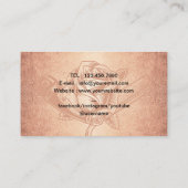 理容師カミソリ&バラロゴバーバーバーショップバラ金ゴールドヘア 名刺 (裏面)