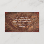 理容師カミソリ&バラロゴバーバーバーショップレッドブリックヘア 名刺 (裏面)