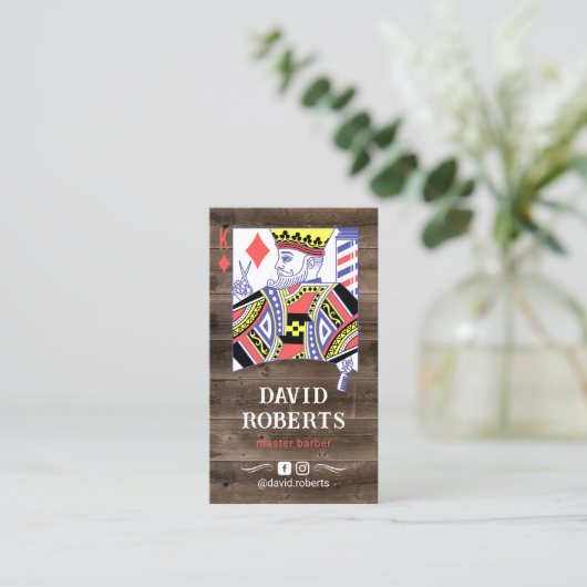 理容師キングヘアドレッサー素朴ウッド美容師 名刺 (スタンド正面)