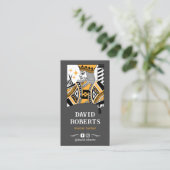 理容師キング遊ズカードブラック&金ゴールド美容師 名刺 (スタンド正面)