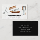理容師クラシックヘアカットおよびシェービング工具 名刺 (正面/裏面)