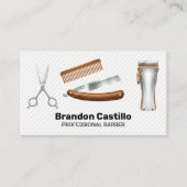 理容師クラシックヘアカットおよびシェービング工具 名刺 (正面)