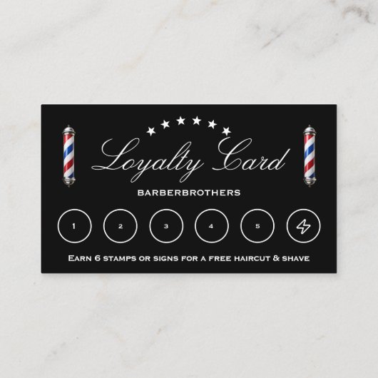 理容師クラシックポールブラックバーバーショップアポイントメント 名刺 (裏面)